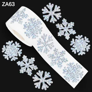 Pegatinas holográficas de copos de nieve para decoración de regalos de Navidad festivos