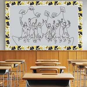 Pegatinas de borde para tablón de anuncios de graduación en un aula escolar decor