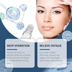 Hyaluronic acid eye roller serum for deep hydration, refreshing care and eye fatigue relief.