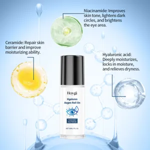 HOYGI hyaluron eye roll on, anti-aging moisturizing eye serum with ceramide and niacinamide.