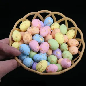 Colorful foam Easter eggs with gold foil specks for festive holiday table decoration