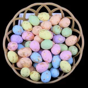 Decorative mixed color speckled foam mini Easter eggs holiday ornament in basket