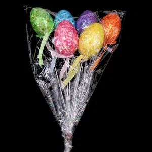 Glitzernde Ostereier-Stecker-Bouquet mit bunten Pailletteneiern für Osterdekoration