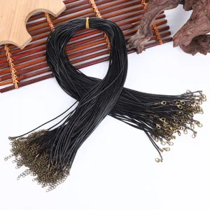 60cm Black Korean Waxed Cord DIY Necklace Set with Antique Bronze Lobster Clasp