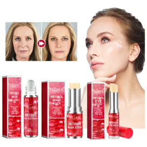 EELHOE Retinol anti-aging huidverzorgingsset, halsroller, maskerstick en oogstick voor fijne lijntjes.
