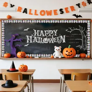 Bordi adesivi per bacheca di Halloween con design laser a fantasma per aule