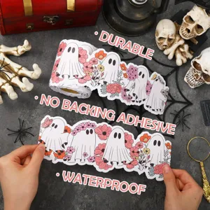 Detailoverzicht van waterdichte Halloween spook bloem prikbord rand decoratie
