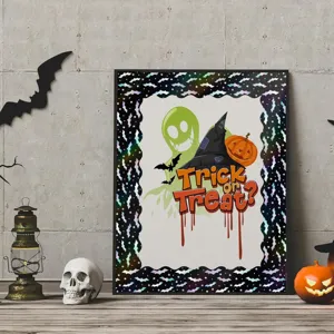 Vista dettagliata del bordo adesivo di Halloween incorniciato in una scena festiva
