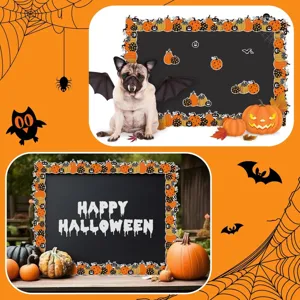 Halloween randstickers met pompoenen en vleermuizen voor borddecoratie in de klas