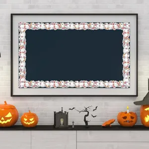 Schattige spook en bloem Halloween prikbord randstickers voor klaslokaal decoratie