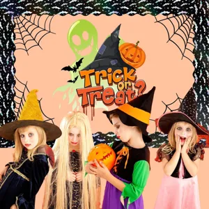 Bordo bacheca di Halloween con design a pipistrello laser e bambini in costume
