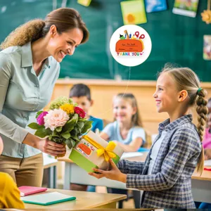 Pegatinas de agradecimiento para regalos de profesores con área para escribir
