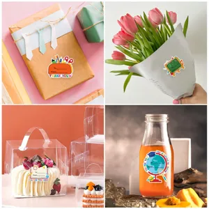 Pegatinas decorativas Thank You con espacios para nombres en artículos de regalo.