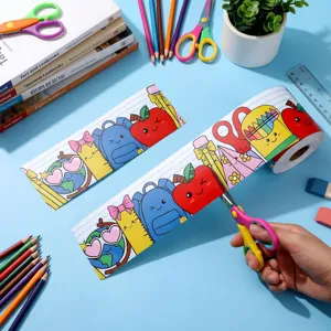 Colorful cartoon school-themed bulletin board border sticker roll for classrooms