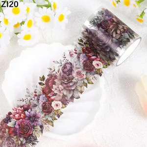 Wasserdichte PET-Blumenaufkleber Rolle Vintage Florales Dekoband Für Scrapbooking Journal Notizbuch Material DIY Schreibwaren