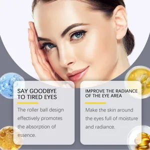 Détail d'huile essentielle pour les yeux hydratante et illuminant le contour des yeux.
