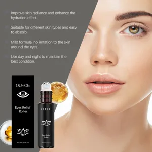 L'huile roller contour des yeux OUHOE hydrate et illumine, formule douce pour soin quotidien.