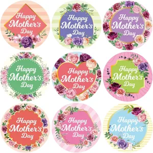 Autocollants floraux assortis pour la fête des mères avec inscription Happy Mother's Day