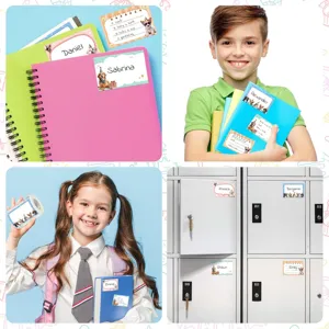 Cute dog design self-adhesive labels used for labeling notebooks and school lockers