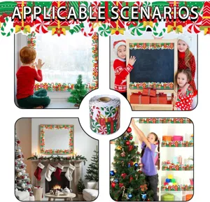 Adesivi per bordi di bacheche natalizie con vari scenari di decorazione per l'aula