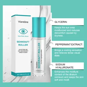 VIARELINE eye roller serum with glycerin and hyaluronic acid for moisturizing and soothing.