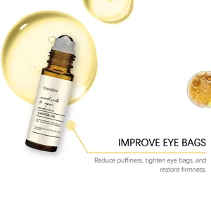 Viareline castor oil rollerball for eyes, soothing and moisturizing eye care treatment.