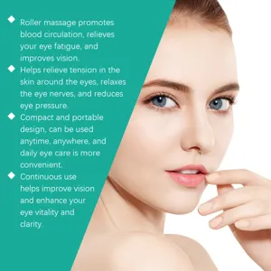 Eye care roller massage stick for dark circles and puffiness relief, portable daily beauty tool.