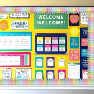 Colorful cute crayon patterned bulletin board border trim for classroom decoration
