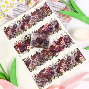 Detailansicht der floralen PET-Stickerrolle mit Vintage-Rosenmustern für Scrapbooking