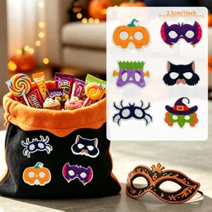 Detaillierte Ansicht von 1-Zoll Halloween Glitzermasken-Aufklebern für Partytüten