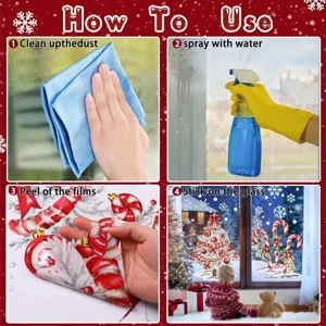 Step-by-step instructions for applying festive Christmas window stickers and static films