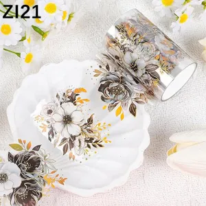 Elegante goldfolierte PET-Blumenaufkleber für Journals und Scrapbooking.