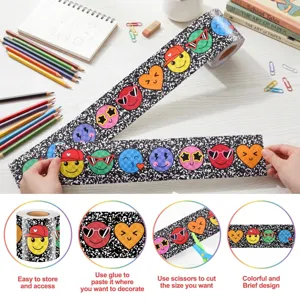 Colorful emoji bulletin board border sticker roll for classroom and school decoration
