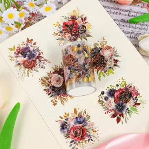 Vintage florale PET wasserfeste Aufkleber Rolle für Journaling und Scrapbooking