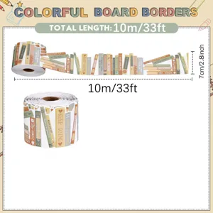 Library themed bulletin board border sticker roll showing 10m length and 7cm width