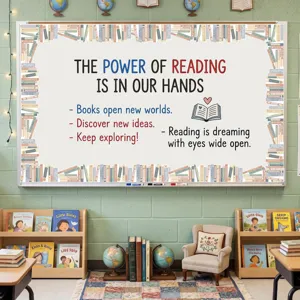 Macro detail of book spine bulletin board border stickers for classroom wall decor