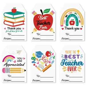Set de 36 pegatinas de agradecimiento para profesores con diseños escolares y etiquetas.
