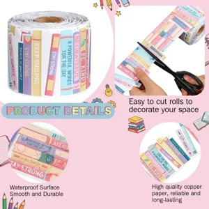 Waterproof library book design bulletin board border stickers with motivational quotes