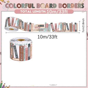 Library book design bulletin board border sticker for classroom wall decoration 10m long