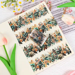 Detailansicht der Vintage-Blumen-PET-Aufkleber für Scrapbooking und kreatives Basteln