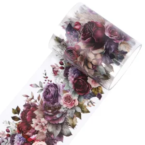 Vintage Blumen PET wasserfeste Aufkleberrolle für Scrapbooking und DIY Journaling