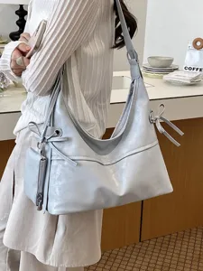 Bolso Tote de Mujer de Cuero PU Suave Patchwork Con Mini Pouch Detalle de Lazo Bolso de Hombro Casual de Viaje