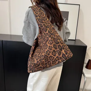 Vintage schoudertas met luipaardprint voor dagelijks gebruik in hippe Koreaanse stijl
