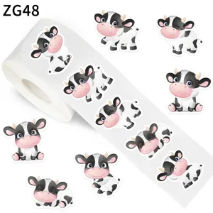 Cartoon Cow Stickers Cute Farm Animal Self Adhesive Decals For Kids Gift Wrapping Party Decoration Label Stickers