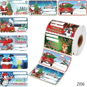 Christmas Gift Label Stickers To From Cartoon Santa Reindeer Truck Snowman Patterns Self Adhesive Present Name Tag Decorations