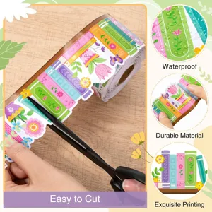 Detailweergave van de bloemenboekrandstickers met waterdichte en duurzame eigenschappen