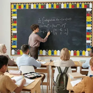 Decorative colorful pencil blackboard border stickers for classroom wall display
