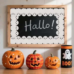 Rotolo da 10m di adesivi fantasmi bianchi per lavagna e decorazione festiva di Halloween