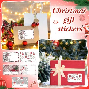 Selectie van 5 feestelijke kerststickers voor geschenkdozen en envelopafdichtingen