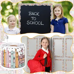 10m cartoon school supplies bulletin board border stickers for classroom wall decor